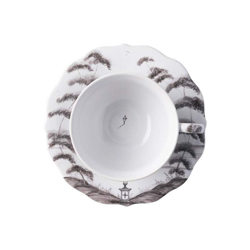 Country Estate Saucer, Flint Gray/White