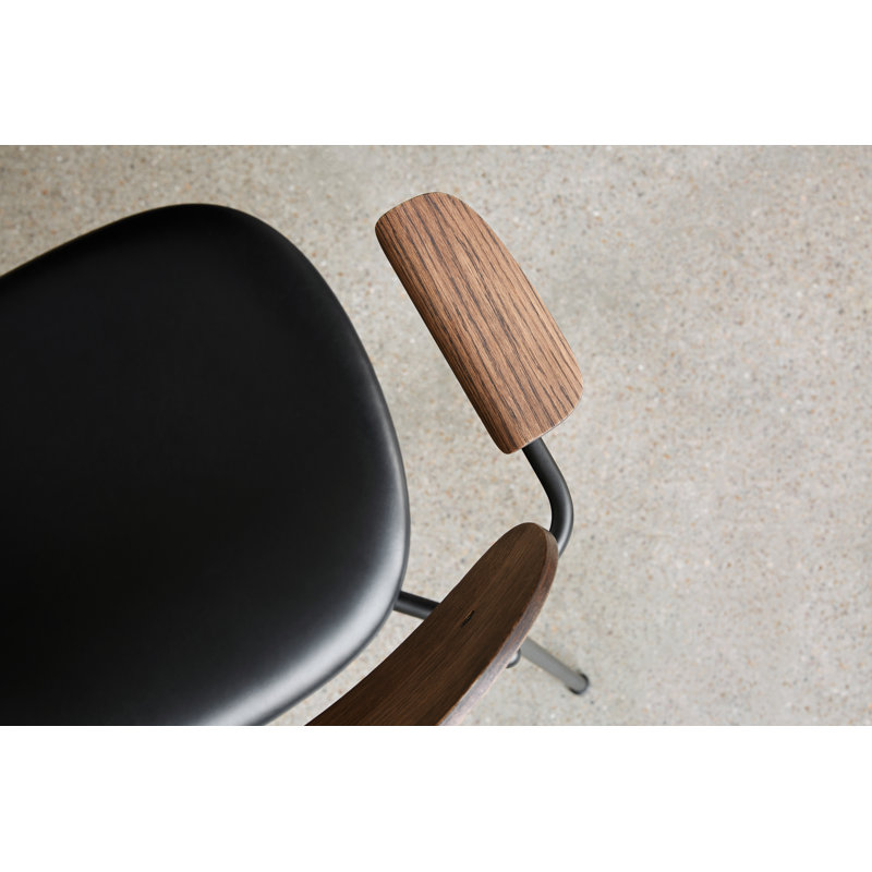 Co Upholstered Arm Chair, Bouclé 02 Acrylic, Dark Stained Oak, Chrome