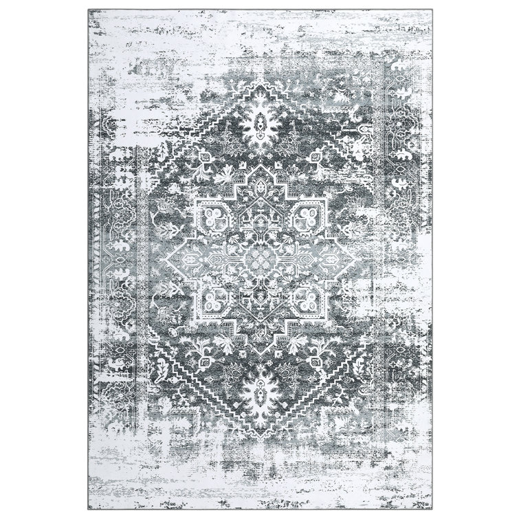 Vintage Washable Non Slip Area Rug for Living Room Rug Entrance Rugs Floral Distressed Carpet Soft Bedroom Low Pile Stain Resistant Carpet Dining Room Kitchen No Shedding Rug Indoor Floor Mats Laundry Farmhouse Decor Rugs