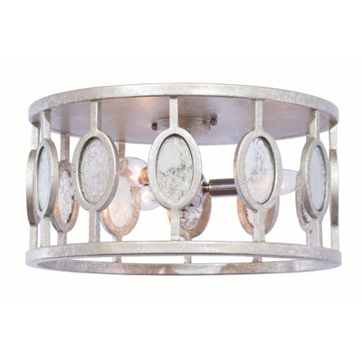 Palomar 3 LT Vintage Silver Leaf Flush Mount Kalco
