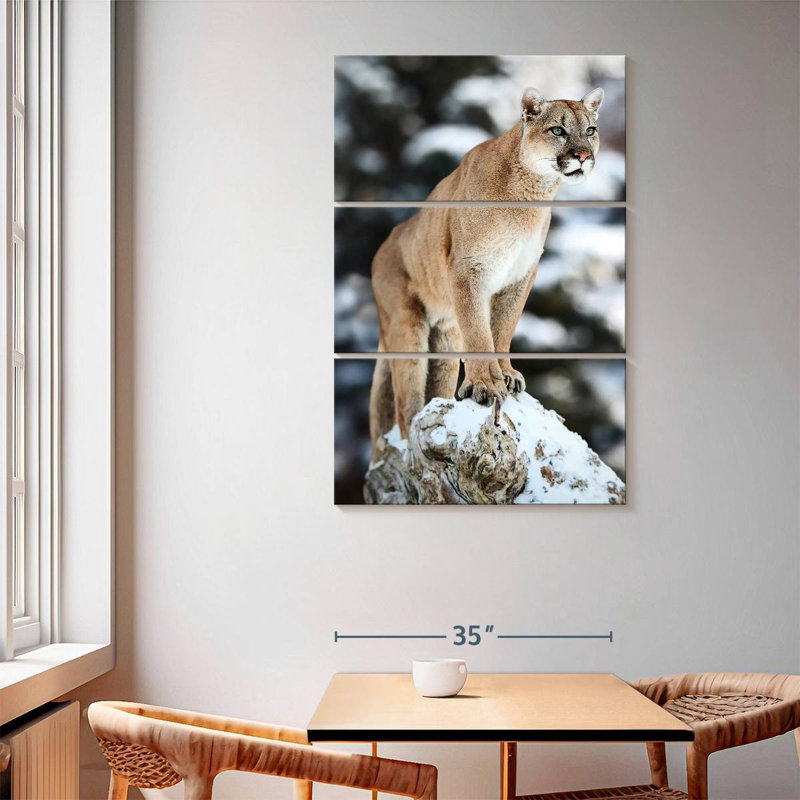 Brampt Winter Forest Cougar, 65" H x 42" W