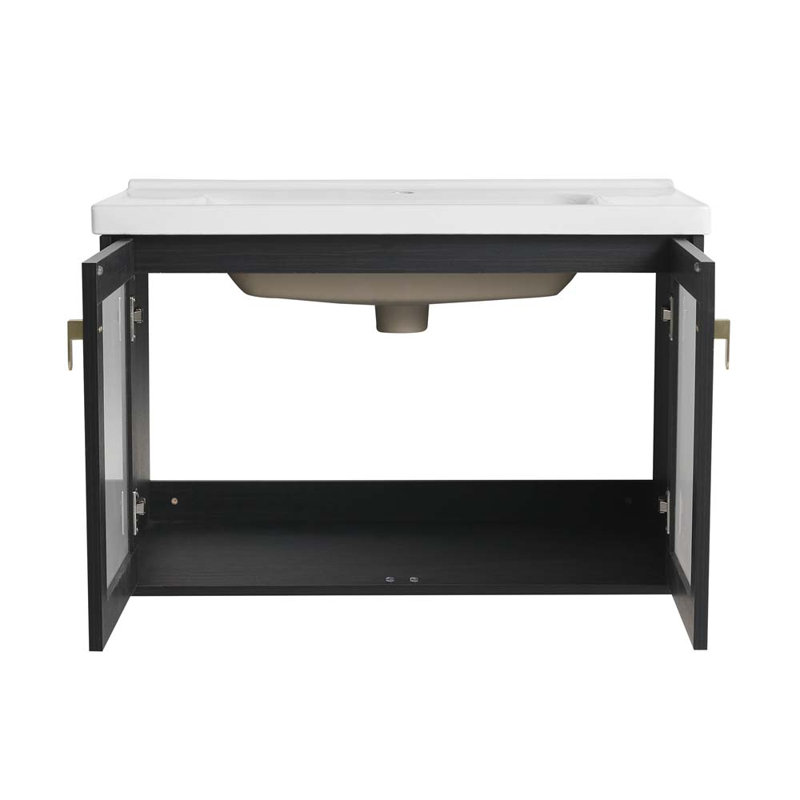 Arliene 32.01 " W Free Standing Wall Mounted Single Double Single Vanity Bathroom Vanity With Ceramic Top