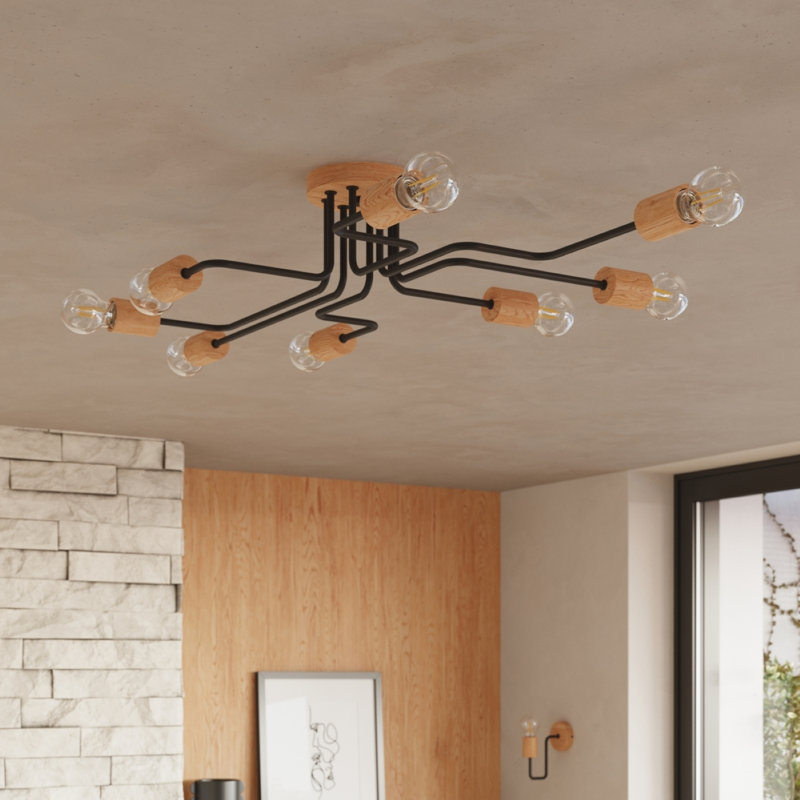 Chandelier, 16.5cm H x 60cm W x 100cm D, 8 Lights, Black
