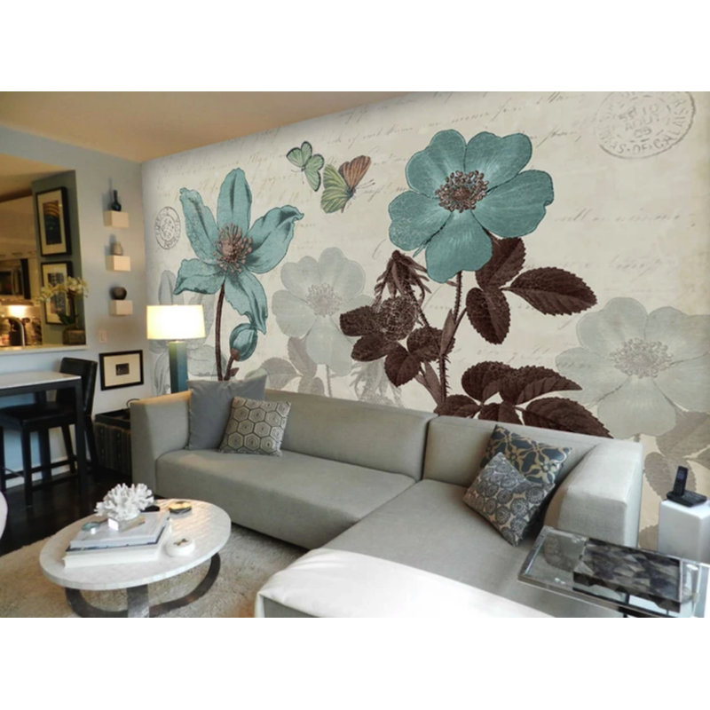 Murale à peindre rétro style américain L 6,25 pi x l 112 po, L 6,25 pi x l 9,33 pi