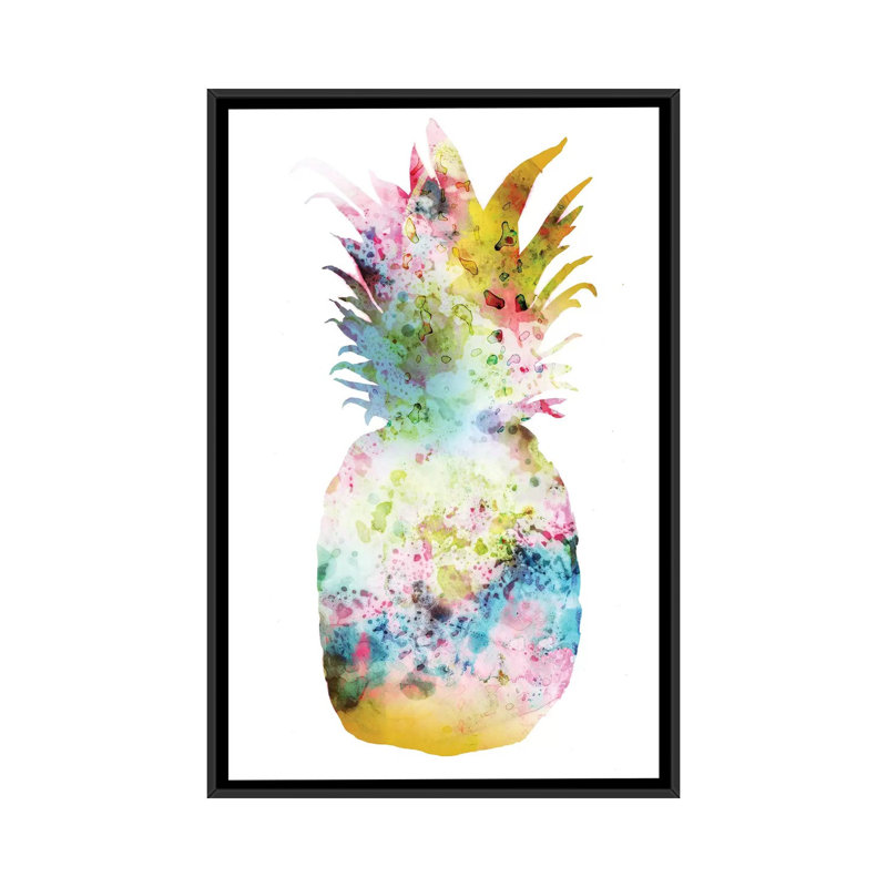 «Pineapple II», impression sur toile, H 26 po x l 18 po x P 1,5 po, Toile avec cadre noir, Pas de tapis