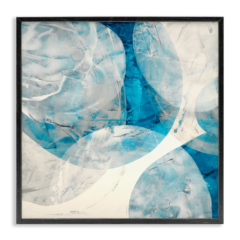 «Layered Blue Spheres», art de la giclée encadrée par Jeff Iorillo, H 12 po x l 12 po, Cadre noir
