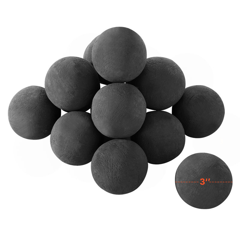3 pouces 15 pièces boules de feu en céramique rondes pierres de lave réutilisables pierres