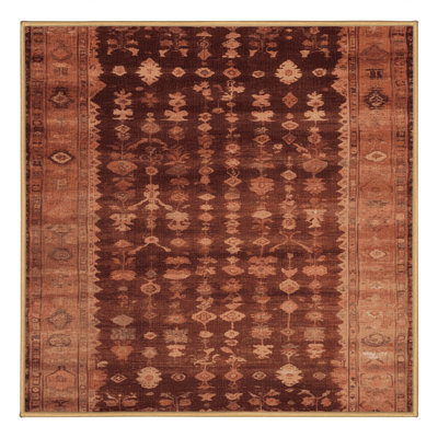 Machine Washable Overdyed Brown Area Rug