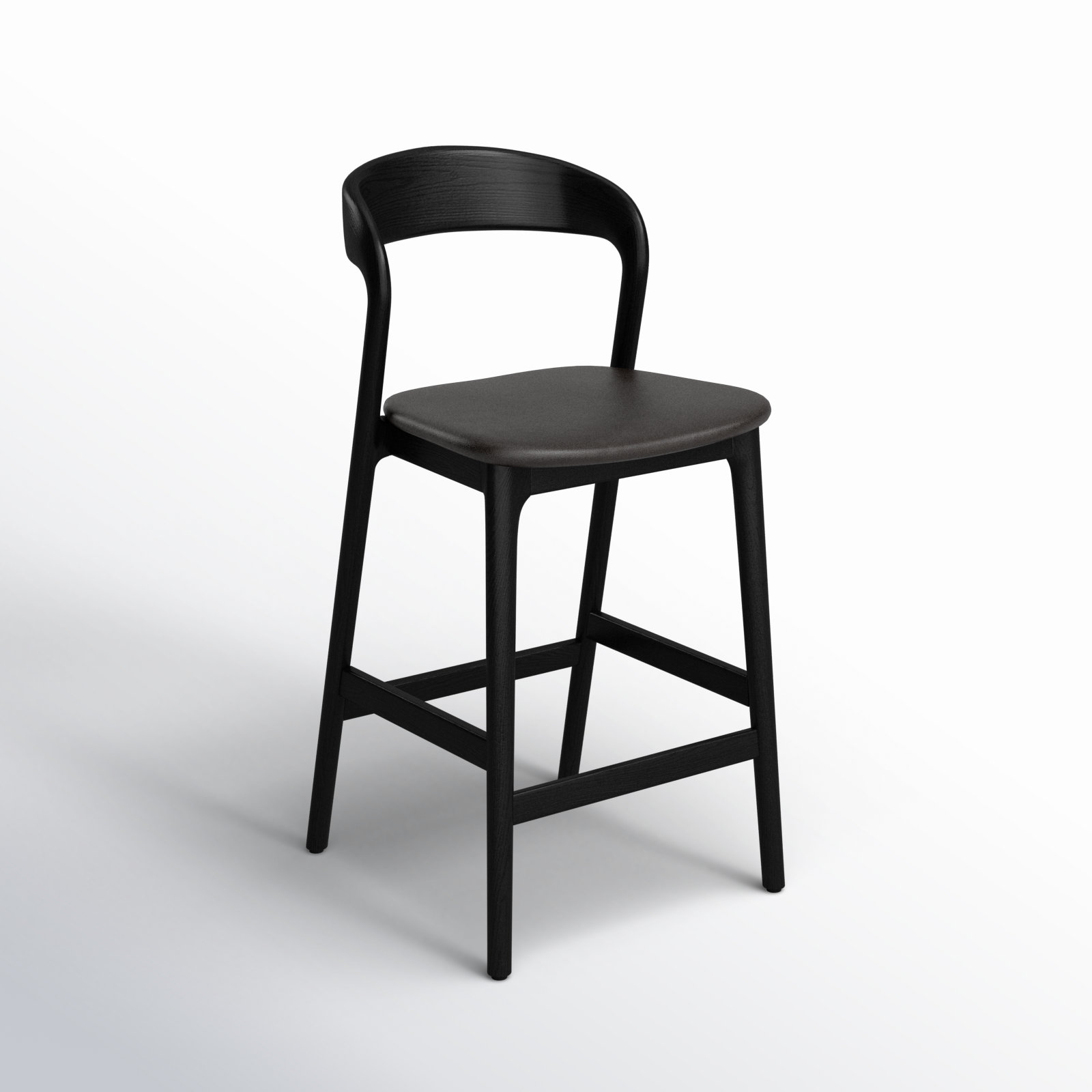 Kayla Bar and Counter Stool, Counter Stool (26.5" Seat Height), Sonoma Black Genuine Leather/Black