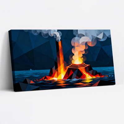 Volcano éruption géométrique abstraite sur toile tendue, reproduction d'art sur toile, ensemble de 1