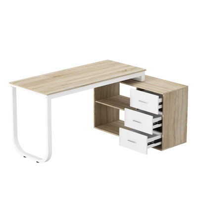 Akirah L-Shaped Metal Base Writing Desk
