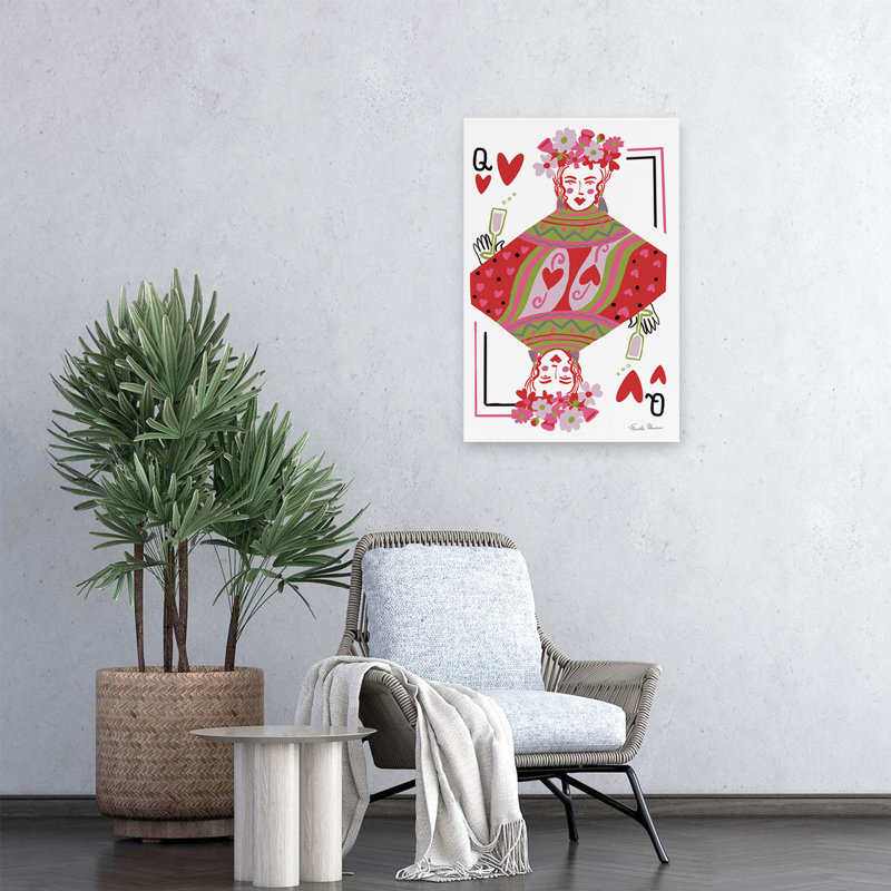 Queen of Hearts - Art floral de jeux de cartes, H 24 po x l 16 po