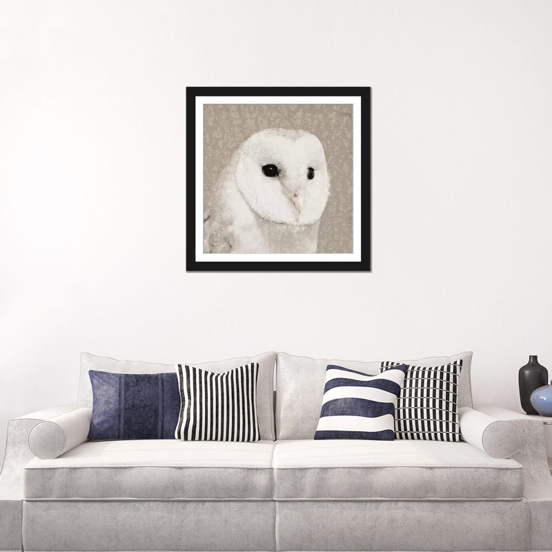 « plumed ii », impression sur toile, H 16 po x l 16 po x P 1 po, Papier d'art encadré noir, Blanc