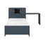 Finition bleu marine Lit plateforme avec bibliothèque et tête de lit avec tiroirs, bureau caché, tabouret, pied de lit, banc de rangement, mobilier de chambre à coucher, 1 pièce-1089593793-1089593820