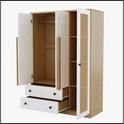 Charmante garde-robe en bois de rotin pour chambre à coucher avec options de rangement polyvalentes