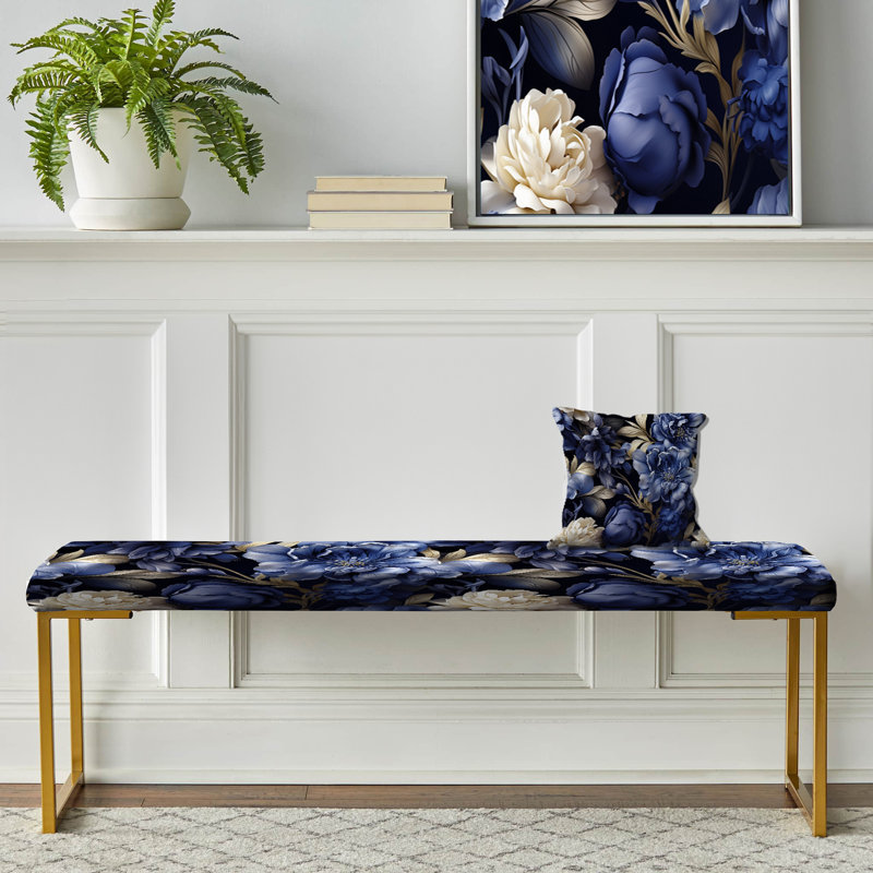 Banc rembourré or, Cobalt Blue Brocade Victorian Pattern IV