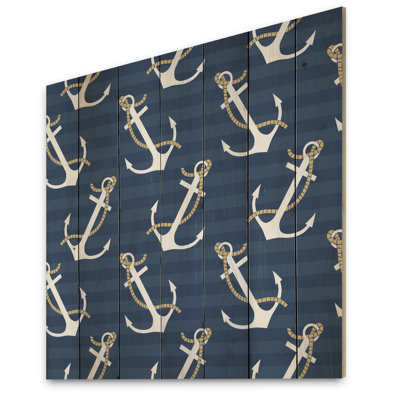 Motif d'ancres - Impression sur bois sans cadre