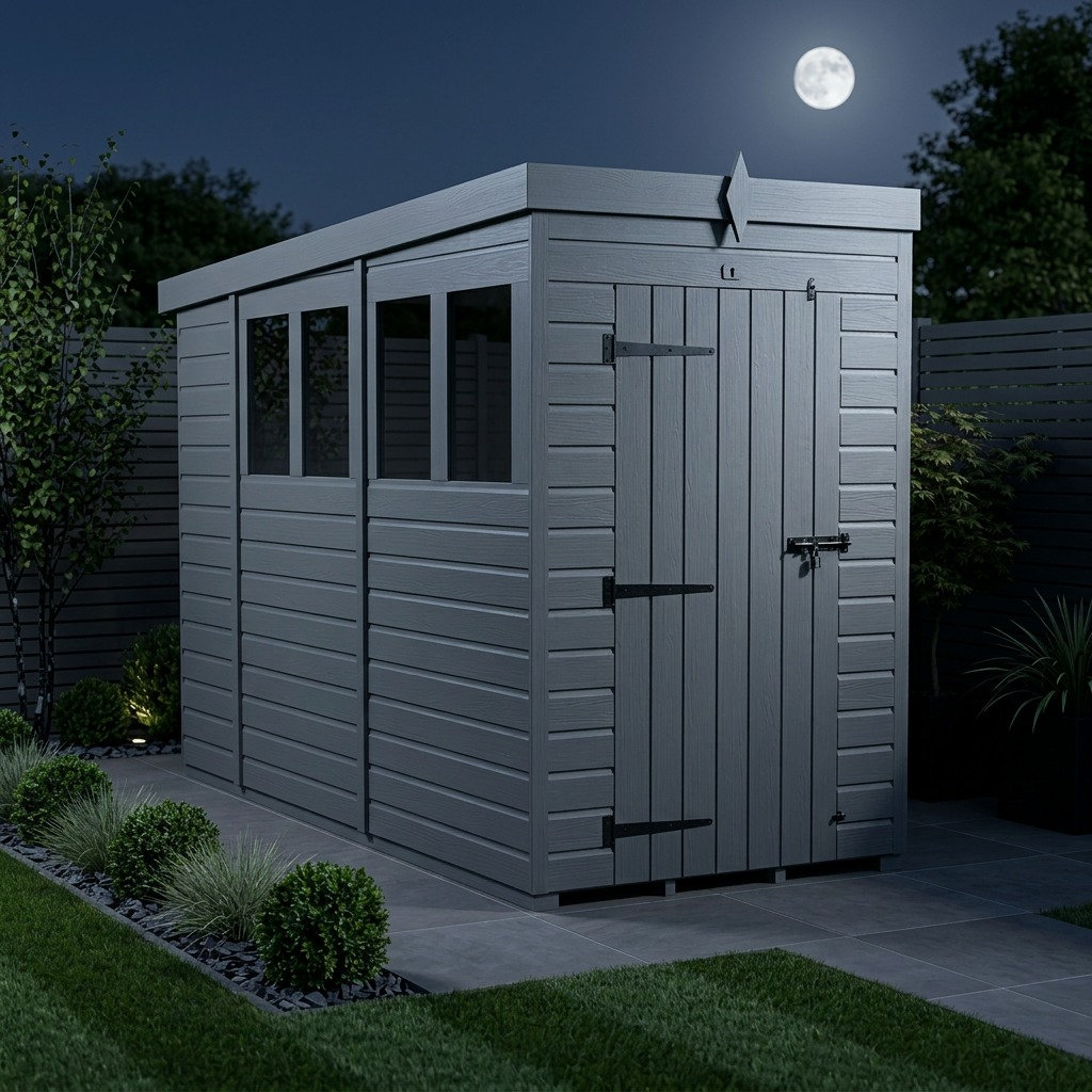 Total Sheds 4ft x 10ft Composite Pent Garden Shed - Single Door - With Windows - EPDM Rubber Roof - UK Manufactured
