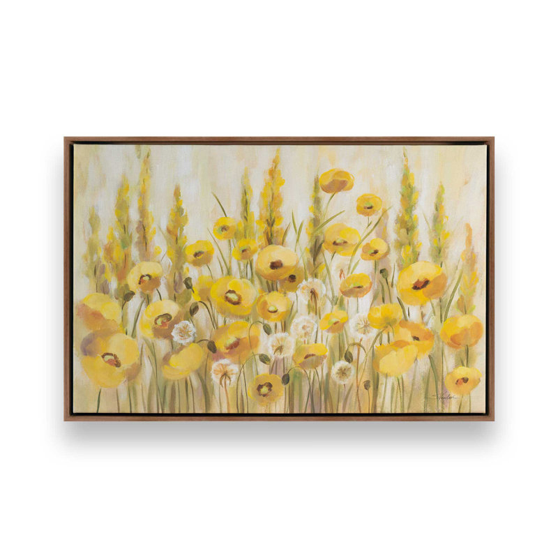 «Yellow Field» par Silvia Vassileva, reproduction d'art sur toile, Brun, Cadre flottant, H 32 po x l 48 po