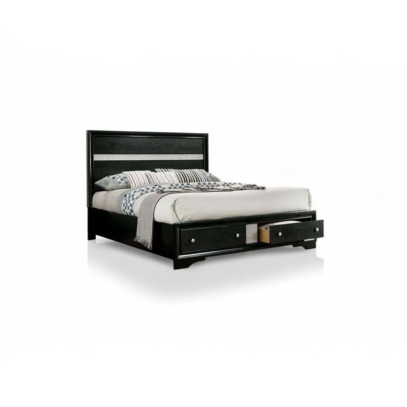 Tête de lit à panneau 1Pc avec tiroirs, beaux meubles de chambre à coucher (lit seulement), Grand, Noir