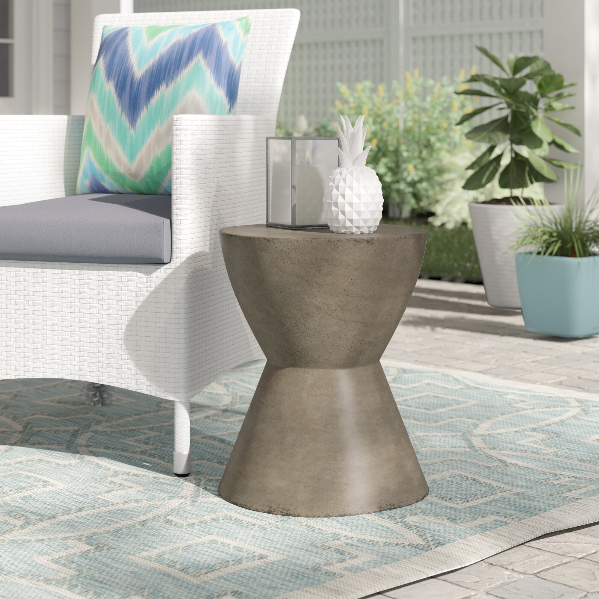 Outdoor concrete accent deals table