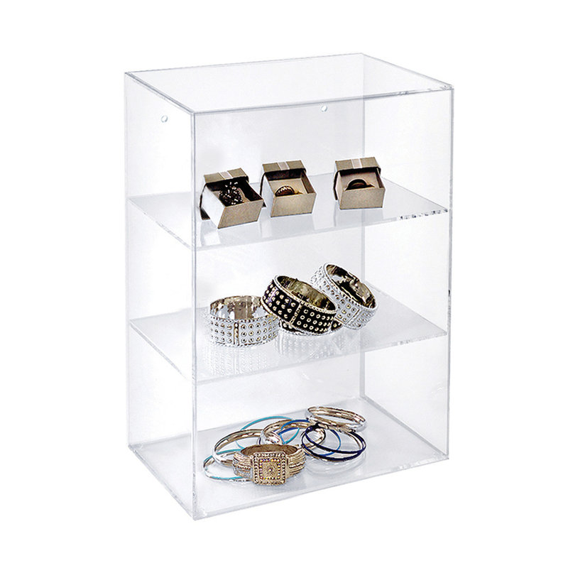 Clear Acrylic Countertop Display Cabinet with 2 Fixed Shelves