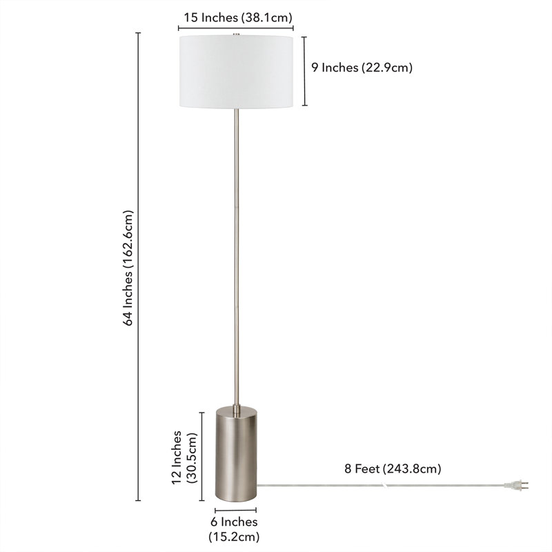 Greenbury 64'' Traditional Floor Lamp, Brushed Nickel