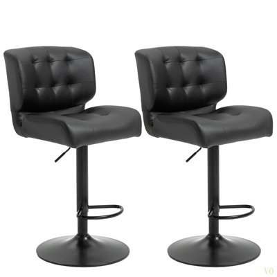 Bar Height Bar Stools Set Of 2 With Adjustable Seat, Thick Padded Cushion And Metal Footrest For Home Bar