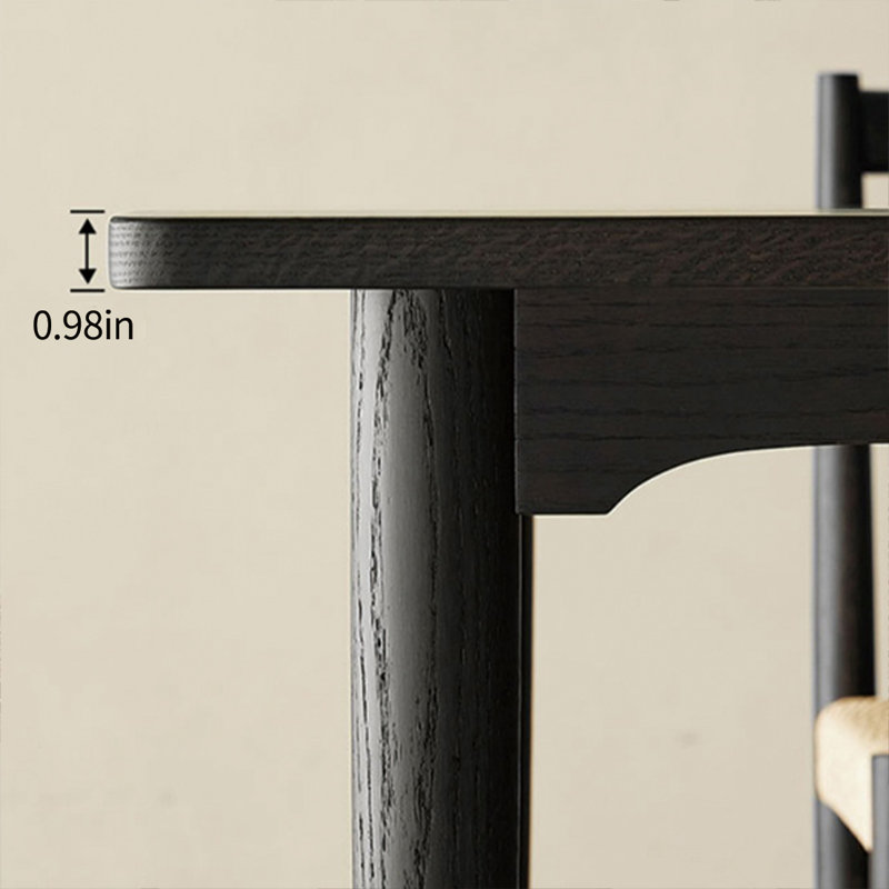 Table à manger classique en bois massif, H 28,74 po x L 62,99 po x l 32,28 po, Noir, noir, noir, noir