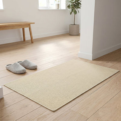 Non Slip Khaki Faux Linen Entry Floor Mat 43×75 / 60×90cm