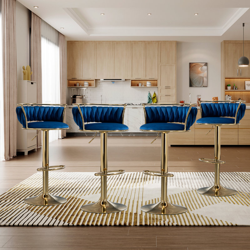 Tabouret de bar Christal, Or, Navy Blue
