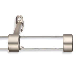 cambria designer series 1 1/8 in dia. clear acrylic fixed length double curtain rod w/ end cap incomplete 