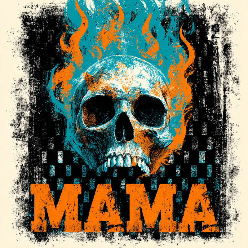«Flame Skull Mama II», art mural sur toile tendue, H 40 po x l 40 po