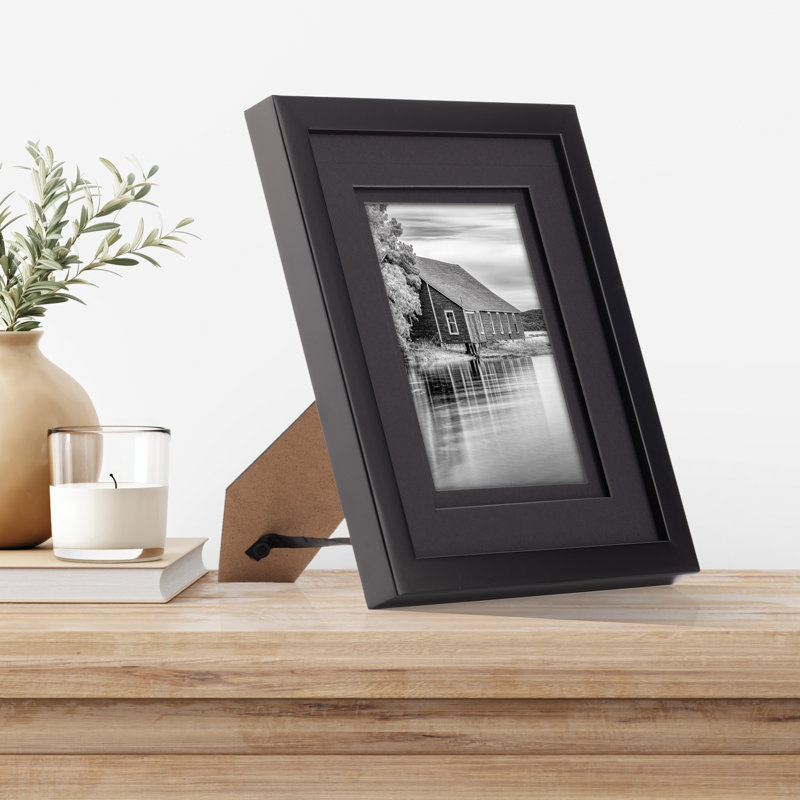 Gallery Solutions 8x10 Black Wood Frame with Double Mat