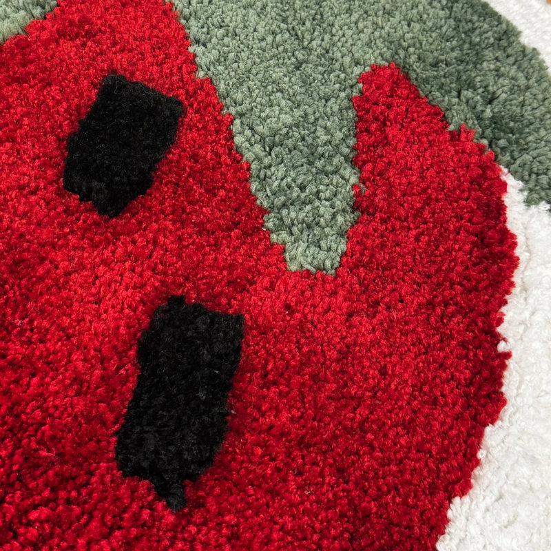 Red Strawberry Rug Shaped Bath Mat