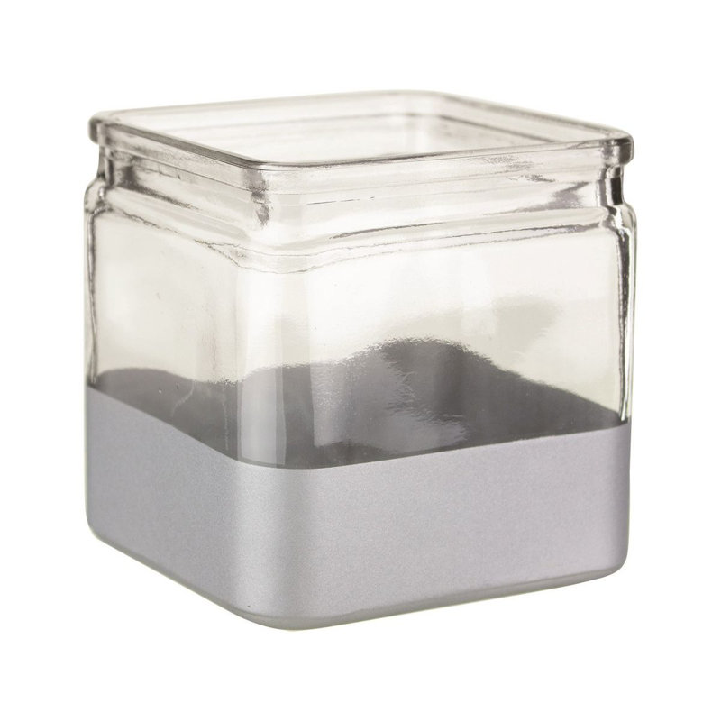Glass Table Vase, Platinum, 4" H x 4" W x 4" D