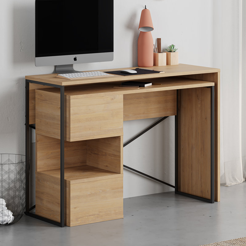 Bureau en L Gebhard, Brun / noir