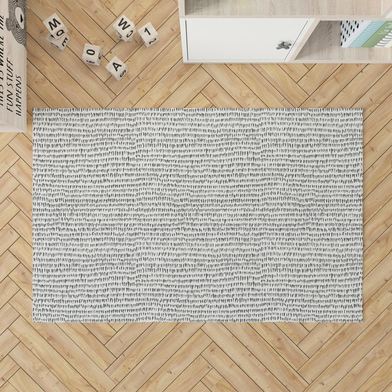 Crops Slate Kids Play Mat, Rectangle 4' x 6', Ivory/Charcoal