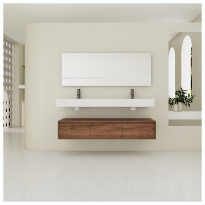 Meuble-lavabo mural 60 po avec lavabo en résine brun ébène