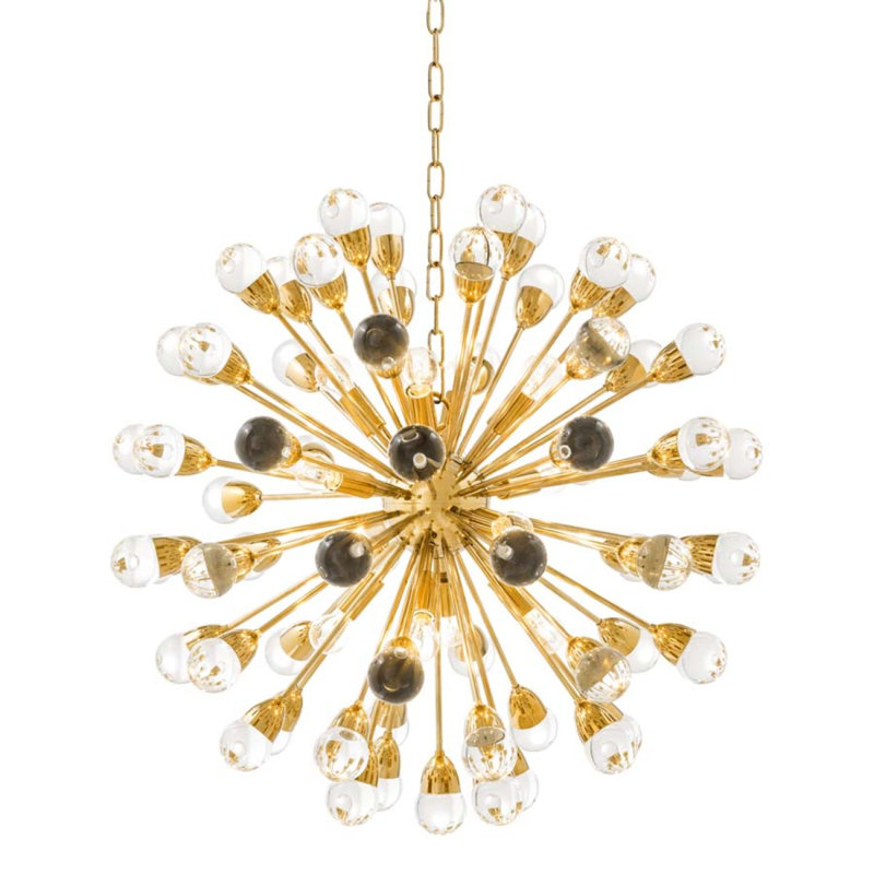 Lustre sphérique Spoutnik 12 lumières Antares, Or, H 89 po x l 30 po x P 30 po