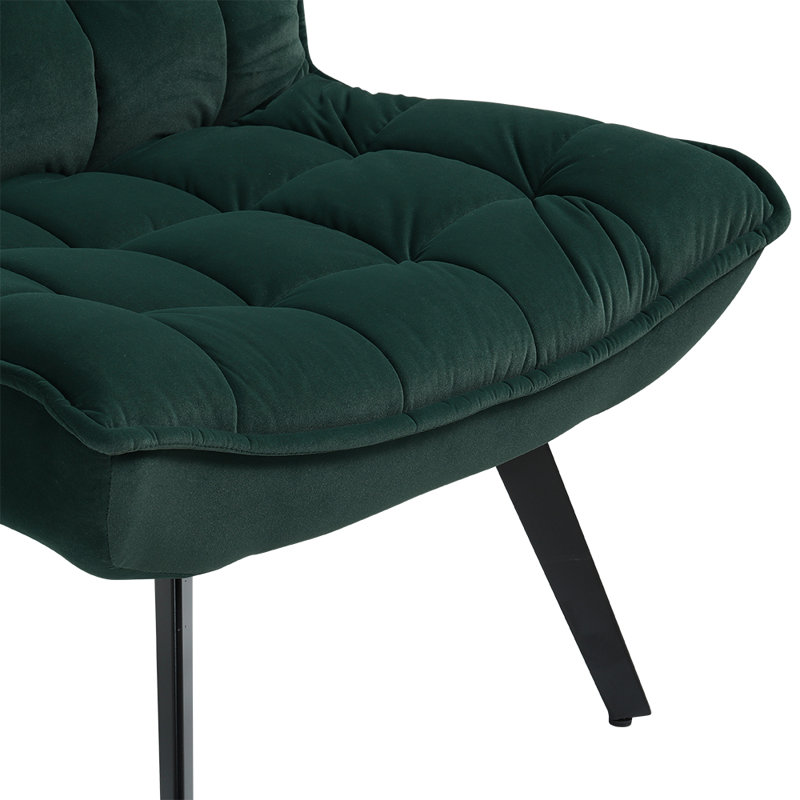 Bayaud Velvet Lounge Chair With Footstool, Green