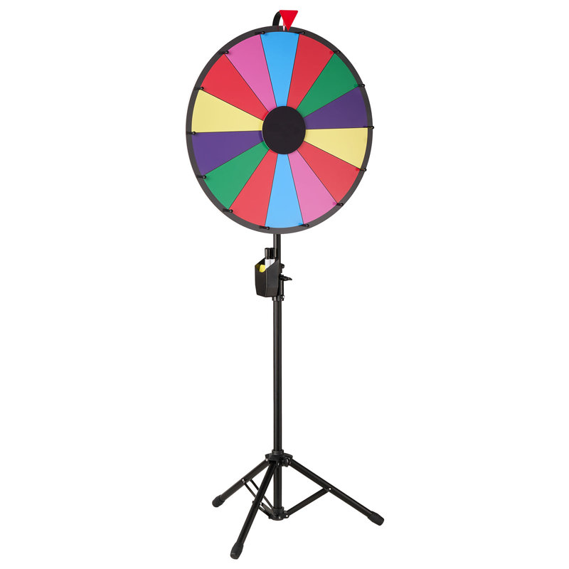 Roue de 24 pouces, roue de 14 fentes avec trépied, roulette Win Fortune à hauteur réglable avec 2 marqueurs, 6 couleurs, assemblage facile, pour le Carnaval de foire commerciale