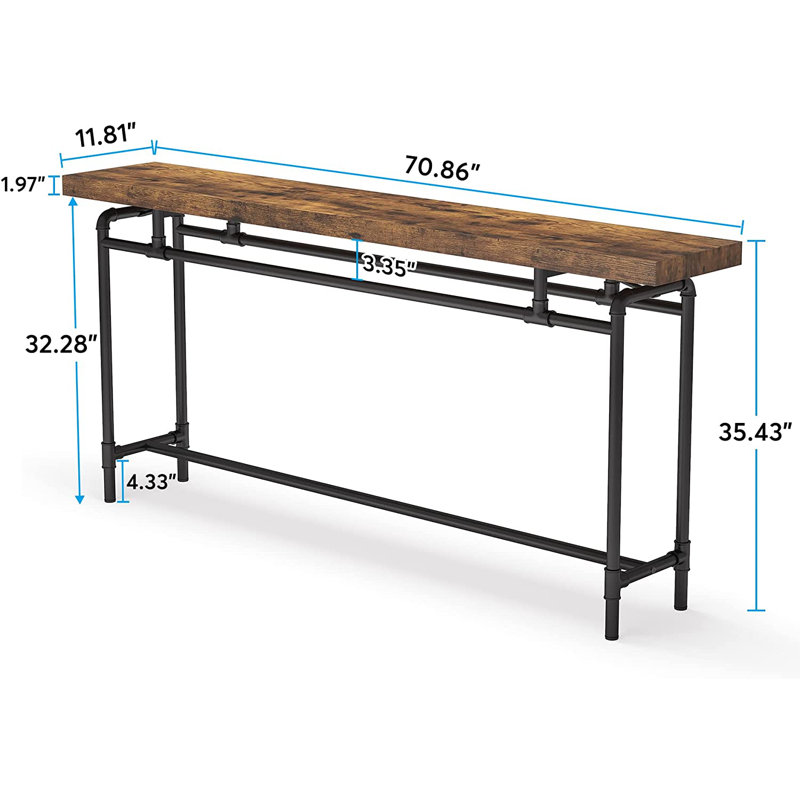 Shanjida 70.9'' Console Table, Rustic Brown/Black