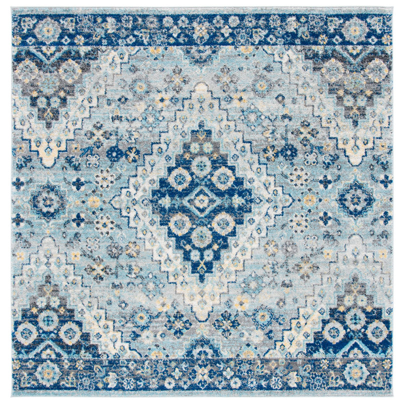 Christa Oriental Gray/Cream Area Rug, Square 6'7"