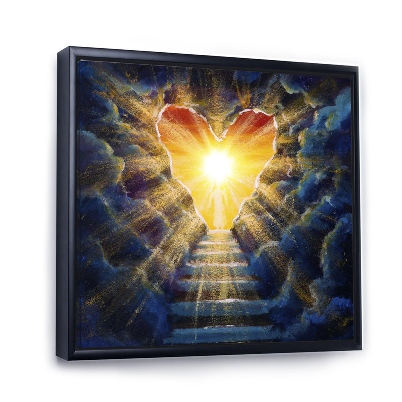 Stairway to He Heaven - Peinture, H 30 po x l 30 po x P 1 po, Toile avec cadre flottant noir