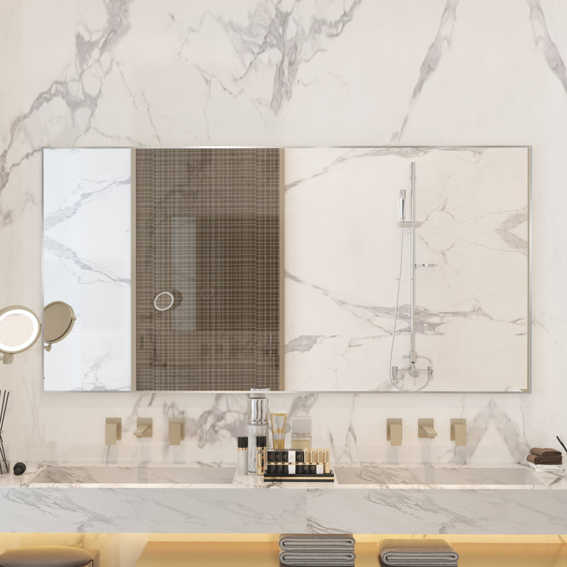 Miroir d'appoint Lesamuel, Nickel brossé, Rectangulaire, 36 po x 72 po