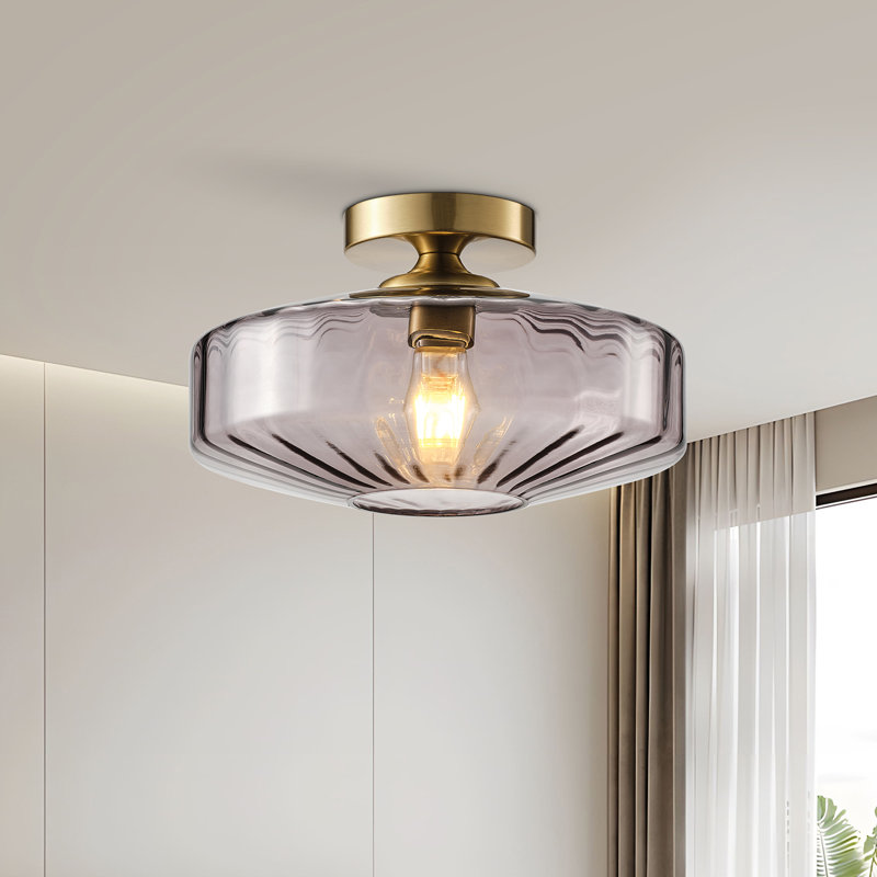 Plafonnier encastré en verre 1 lumière Virgie, Gris