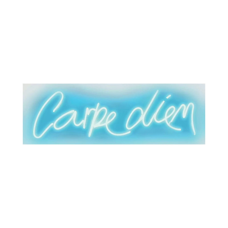 Neon Carpe Diem Aqua On White by Hailey Carr - Wrapped Canvas Gallery-Wrapped Canvas Giclée