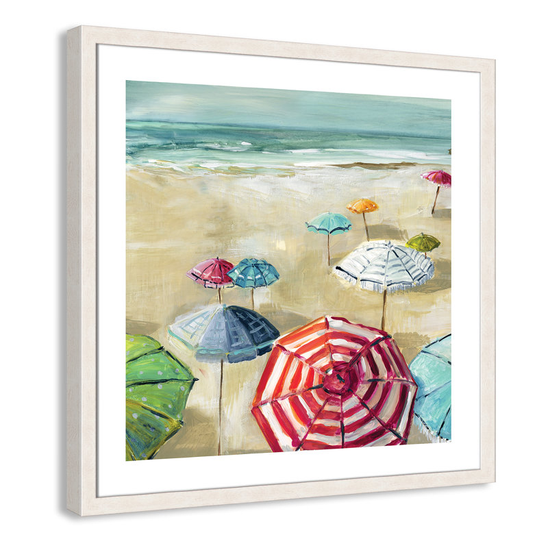 «Umbrella Beach II», reproduction encadrée, H 28 po x l 28 po x P 1,13 po