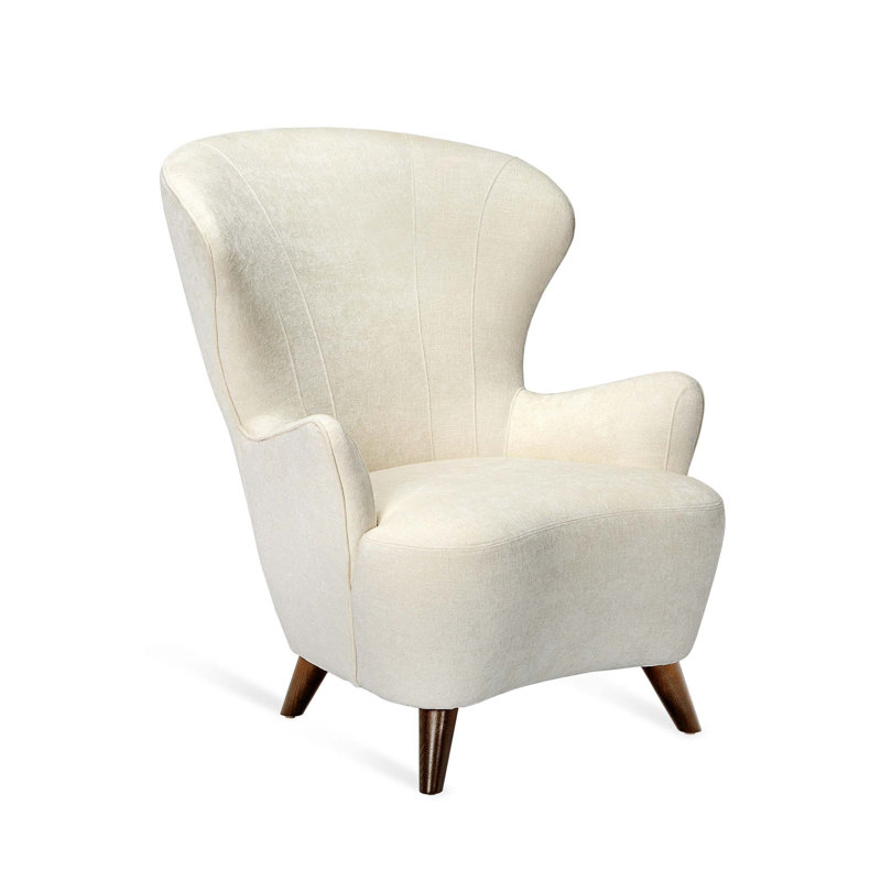 Ollie Upholstered Wingback Chair, Walnut, Pure